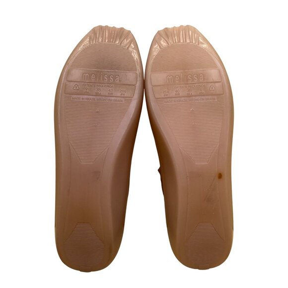 Melissa Women’s Pink Rubber With Ribbon Ties Ballet Bow Shoes Size 9 - Picture 7 of 8